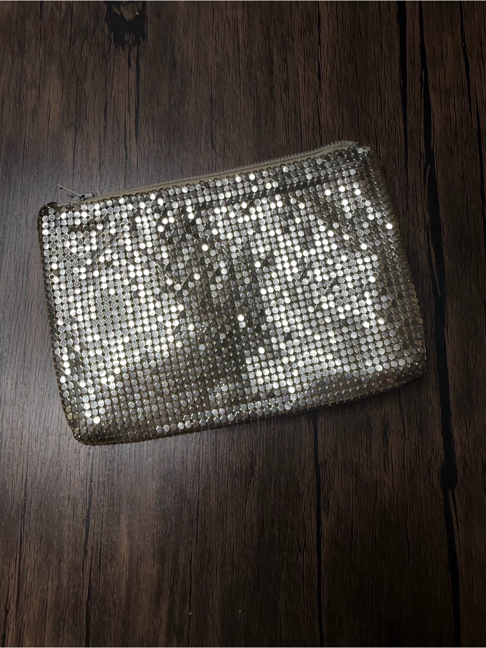 Y2K Vintage Silver Metal Mesh Coin Purse | Metallic Zipper Pouch Card Wallet